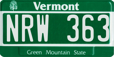 VT license plate NRW363