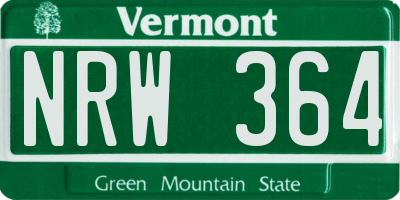 VT license plate NRW364