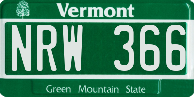 VT license plate NRW366