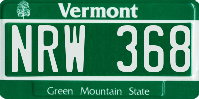VT license plate NRW368