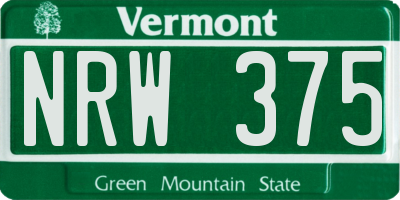 VT license plate NRW375