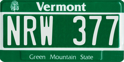 VT license plate NRW377
