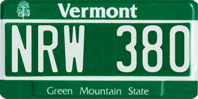 VT license plate NRW380