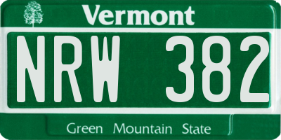 VT license plate NRW382