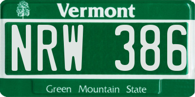 VT license plate NRW386