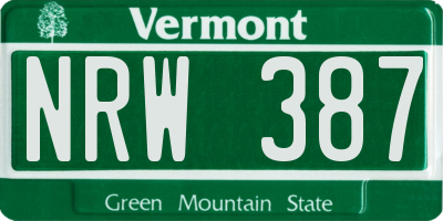 VT license plate NRW387