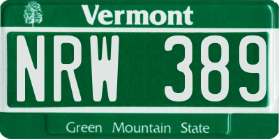 VT license plate NRW389