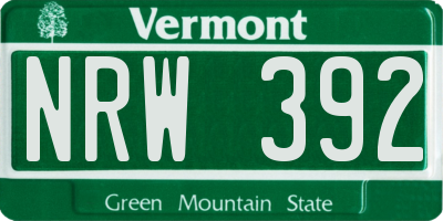 VT license plate NRW392