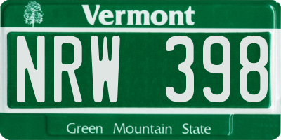 VT license plate NRW398