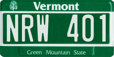 VT license plate NRW401