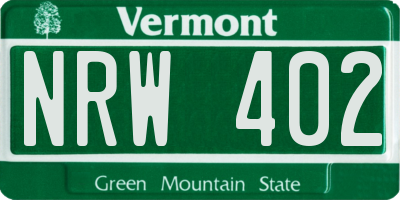 VT license plate NRW402