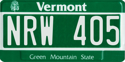 VT license plate NRW405