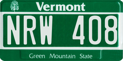VT license plate NRW408