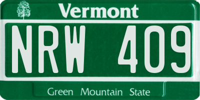 VT license plate NRW409