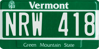 VT license plate NRW418