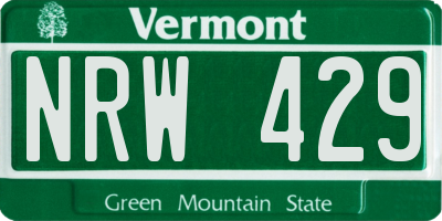 VT license plate NRW429