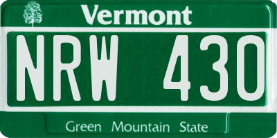 VT license plate NRW430