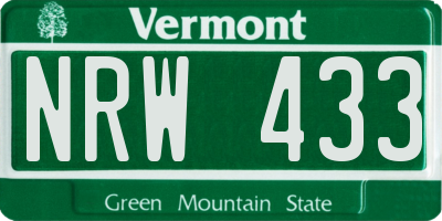 VT license plate NRW433