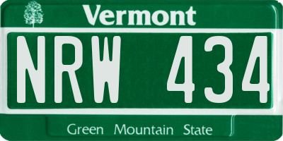 VT license plate NRW434