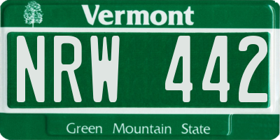 VT license plate NRW442