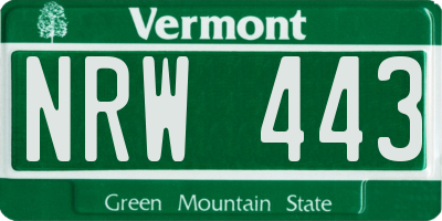VT license plate NRW443