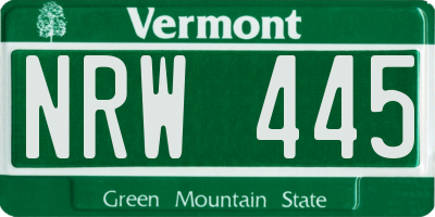 VT license plate NRW445