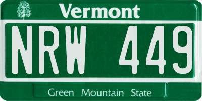 VT license plate NRW449