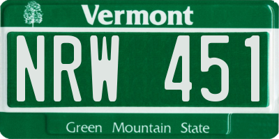 VT license plate NRW451