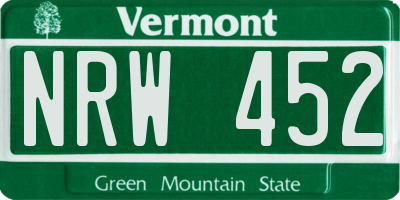 VT license plate NRW452