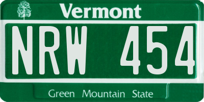 VT license plate NRW454
