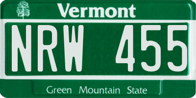 VT license plate NRW455