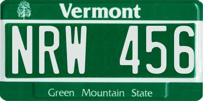 VT license plate NRW456