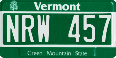 VT license plate NRW457