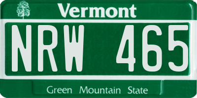 VT license plate NRW465