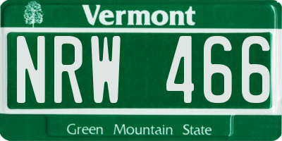 VT license plate NRW466
