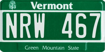 VT license plate NRW467