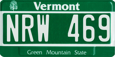 VT license plate NRW469