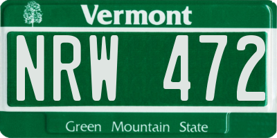 VT license plate NRW472