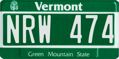 VT license plate NRW474