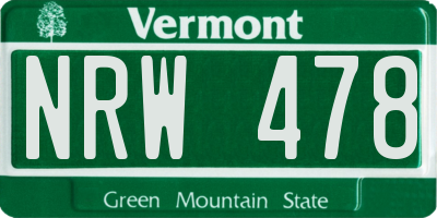 VT license plate NRW478
