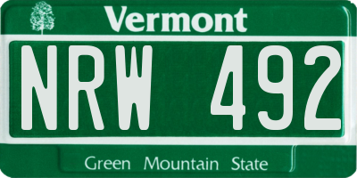 VT license plate NRW492