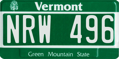VT license plate NRW496
