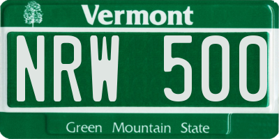 VT license plate NRW500