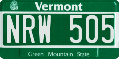 VT license plate NRW505