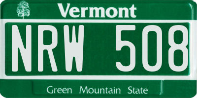 VT license plate NRW508