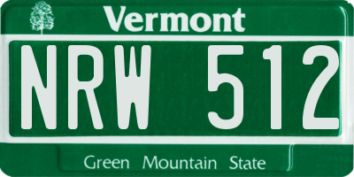 VT license plate NRW512