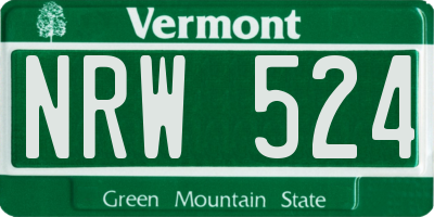 VT license plate NRW524