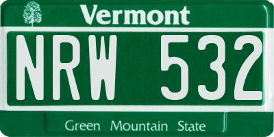 VT license plate NRW532