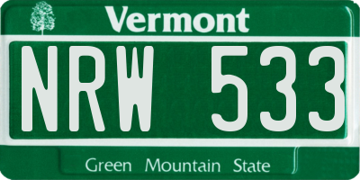 VT license plate NRW533