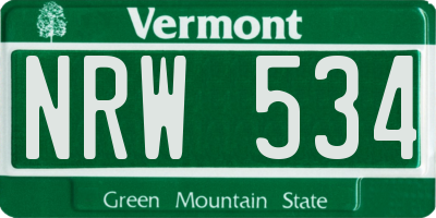 VT license plate NRW534